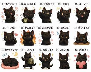 Cute Black Cat Japanese Sticker Sheet – GPT Image 2 prompt by むく | AIアート× Threads