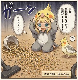 Cockatiel Owner Seed Spill Comic – GPT Image 2 prompt by まさゆき