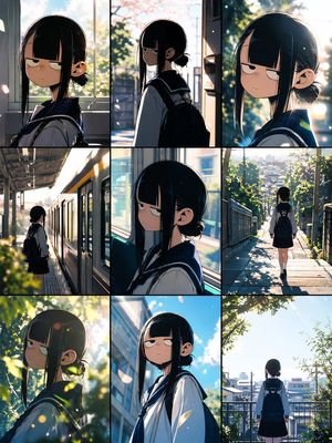 Anime School Commute Storyboard Grid – GPT Image 2 prompt by ぐふとくく