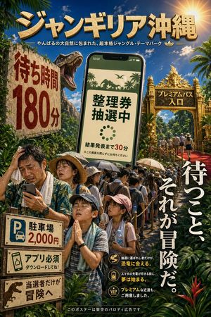 Japanese Jungle Theme Park Parody Poster – GPT Image 2 prompt by AIに振り回されるおじちゃん