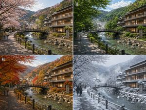 Japanese Onsen Town in Four Seasons – GPT Image 2 prompt by KOBATAKA｜建築設計と生成AI