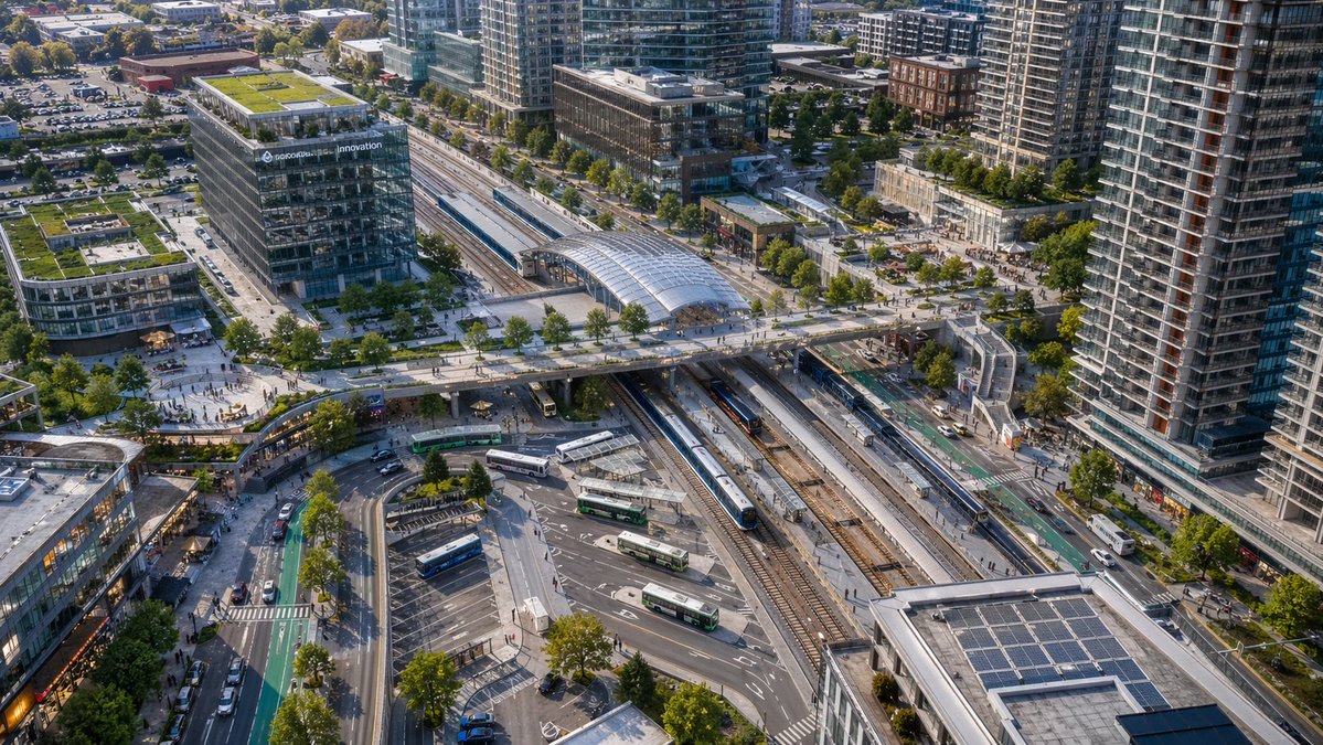 Aerial View of Modern Transit Hub