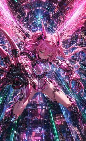 Cyberpunk Pink Mecha Angel Girl – GPT Image 2 prompt by ねね*AIcreator