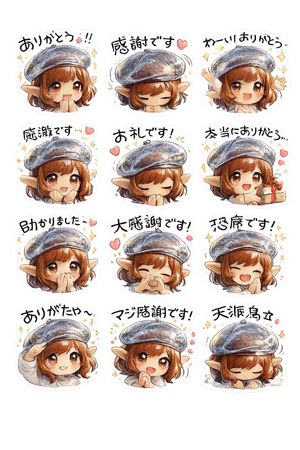 Elf Girl Thank-You Sticker Sheet – GPT Image 2 prompt by 妖精アーヤさん