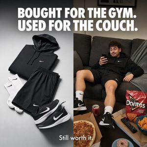 Split-Screen Athleisure Couch Ad – GPT Image 2 prompt by Kaito