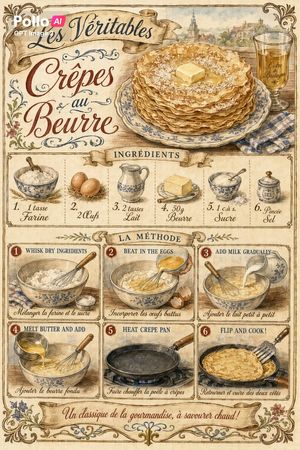 Vintage French Crepe Recipe Poster – GPT Image 2 prompt by Pollo AI France