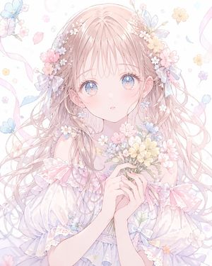 Pastel Faceless Floral Anime Portrait – GPT Image 2 prompt by 人中の便・星