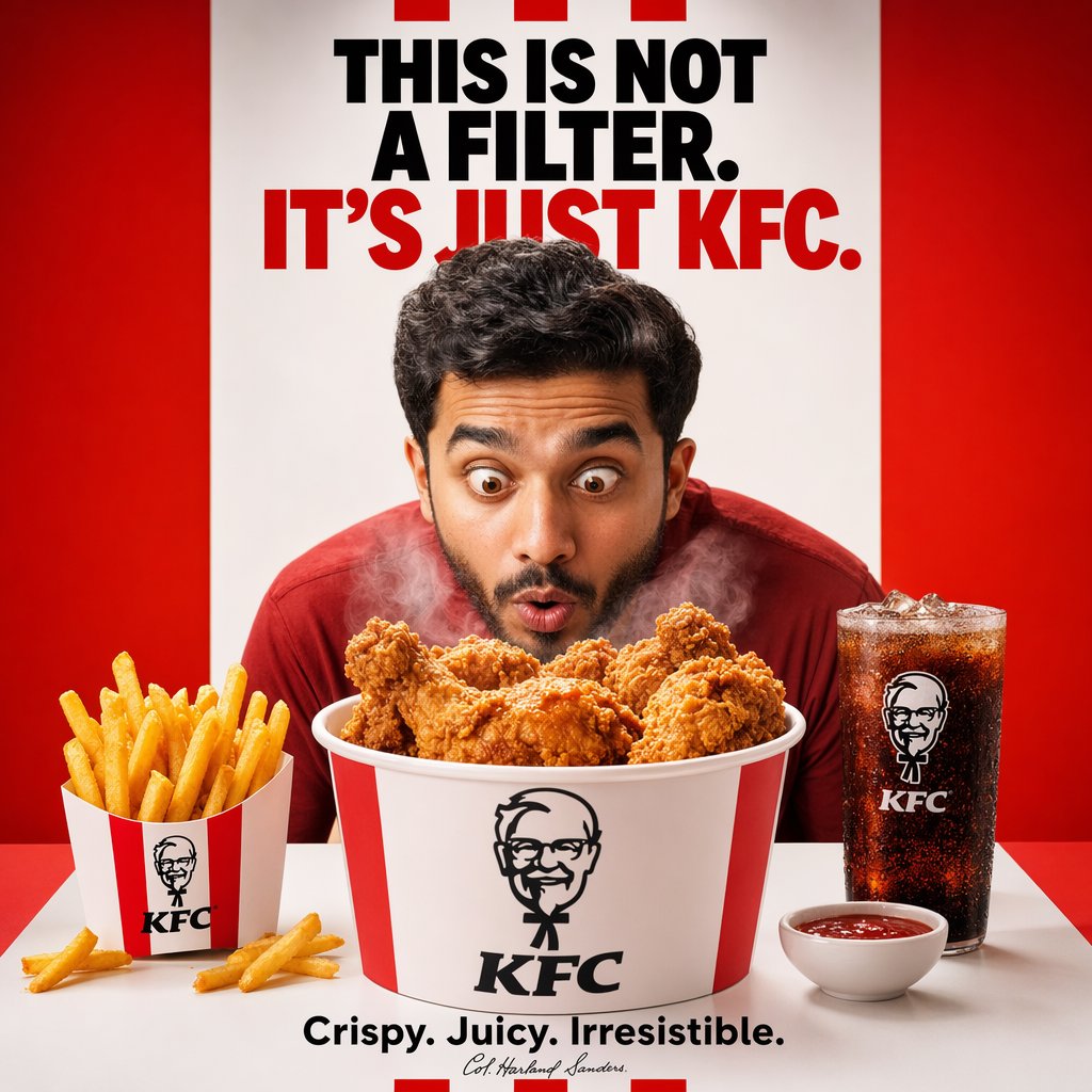 醒目的 KFC 食品广告海报