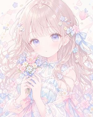 Pastel Faceless Anime Floral Portrait – GPT Image 2 prompt by 人中の便・星