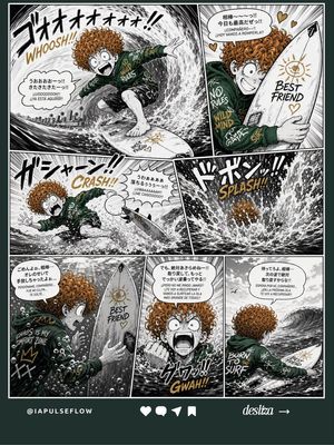 Manga Surf Wipeout Comic Poster – GPT Image 2 prompt by iaPulse