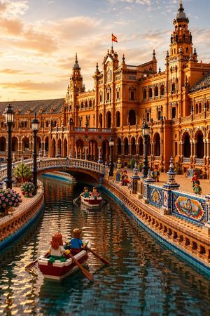 LEGO Plaza de España at Sunset – GPT Image 2 prompt by Chesny