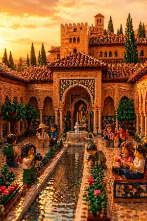 LEGO Alhambra Courtyard at Sunset – GPT Image 2 prompt by Chesny