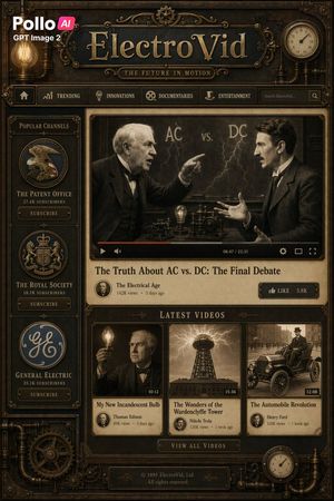 Steampunk ElectroVid Homepage – GPT Image 2 prompt by Pollo AI España