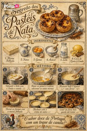 Vintage Pastel de Nata Recipe Poster – GPT Image 2 prompt by Pollo AI Brasil