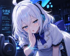 Blue Neon Denial ASMR Anime Portrait – GPT Image 2 prompt by ふぁりー💚💛