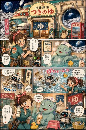 Moon Bathhouse Manga Page – GPT Image 2 prompt by 猫おじ
