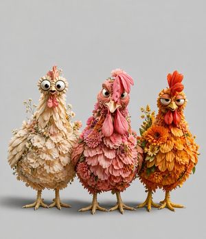 Three Floral Chickens Portrait – GPT Image 2 prompt by CrazyAI Tech