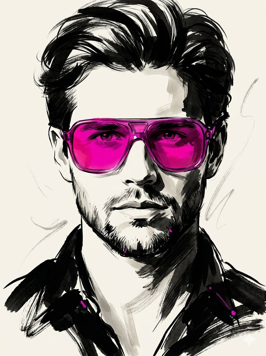 Sample output image for High-Fashion Ink Illustration Portrait