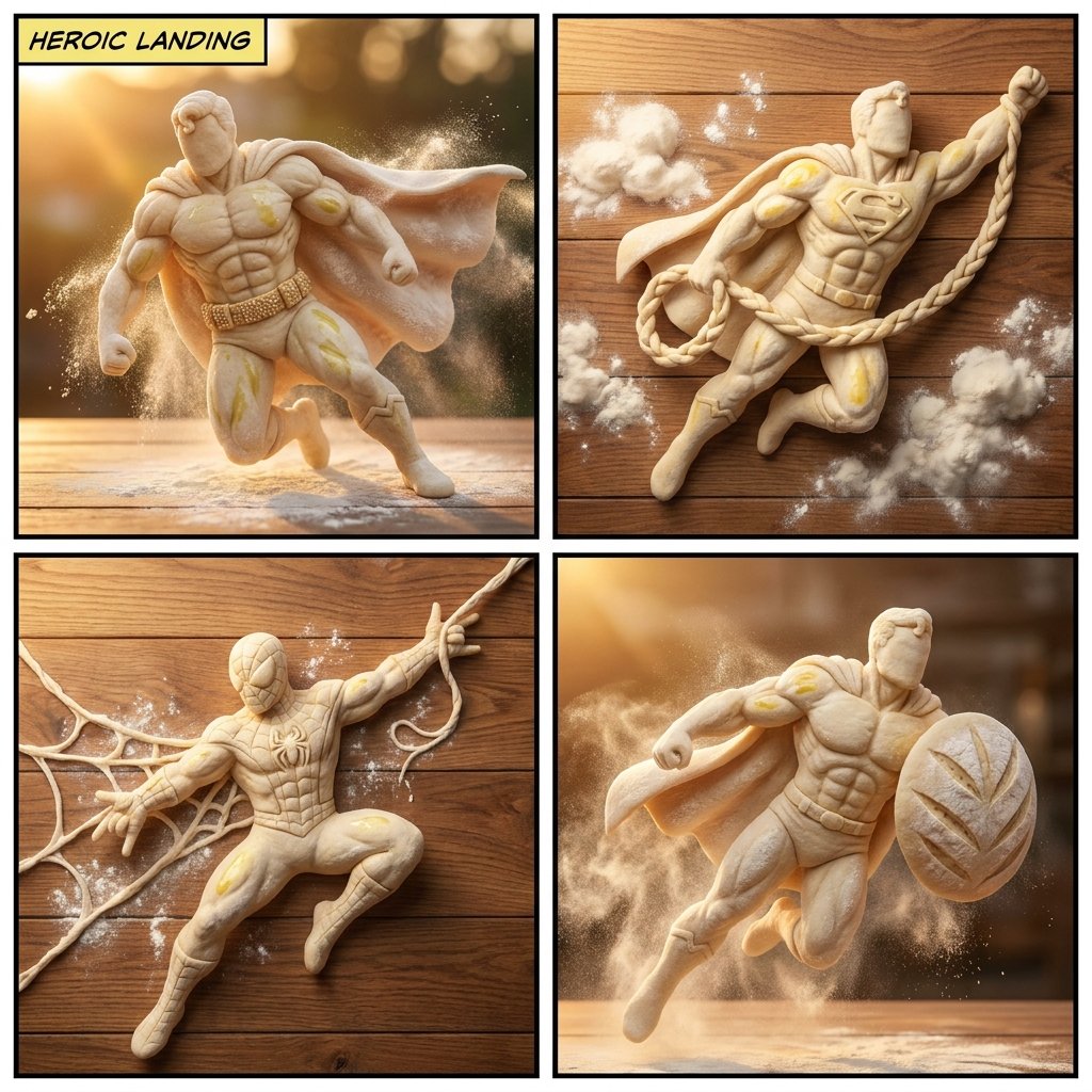 Sample output image for Bread Dough Superheroes