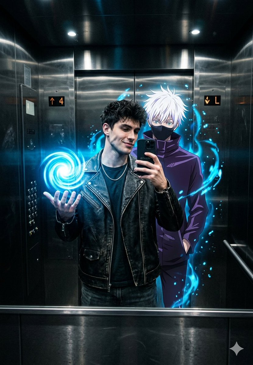 Sample output image for Anime World Elevator Mirror Selfie