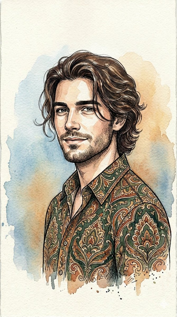 Sample output image for Watercolor and Ink Line Art Portrait
