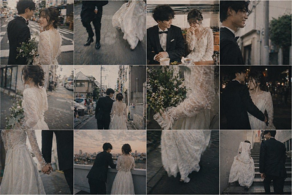 Emotional Japanese Wedding Collage Qwen Image prompt example image