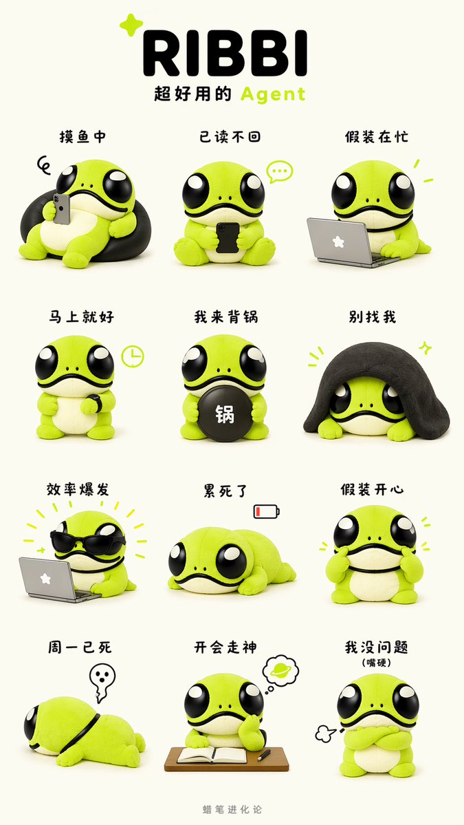 IP Branding and Merchandise Design Qwen Image prompt example variation 3: A comprehensive prompt for generating full branding assets, stickers, and plushie concepts for an...