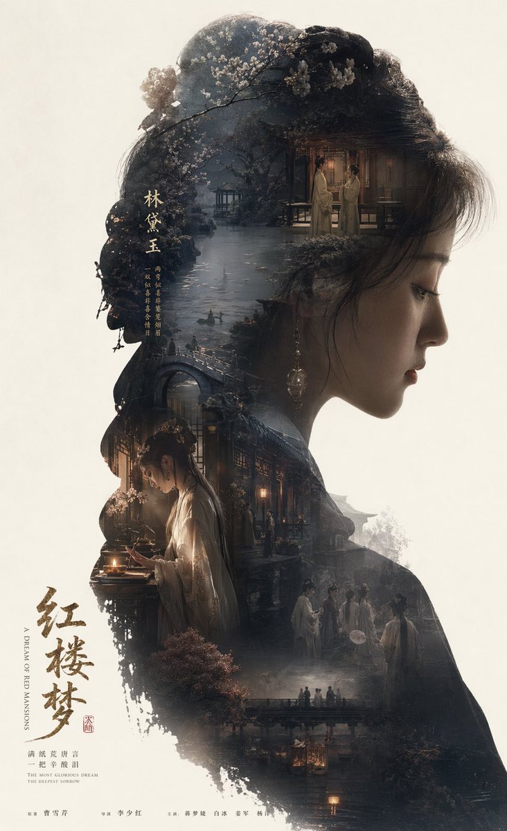 Epic Narrative Silhouette Movie Poster Qwen Image prompt example: A complex structural prompt that uses a character's silhouette as a container for an entire world-building...