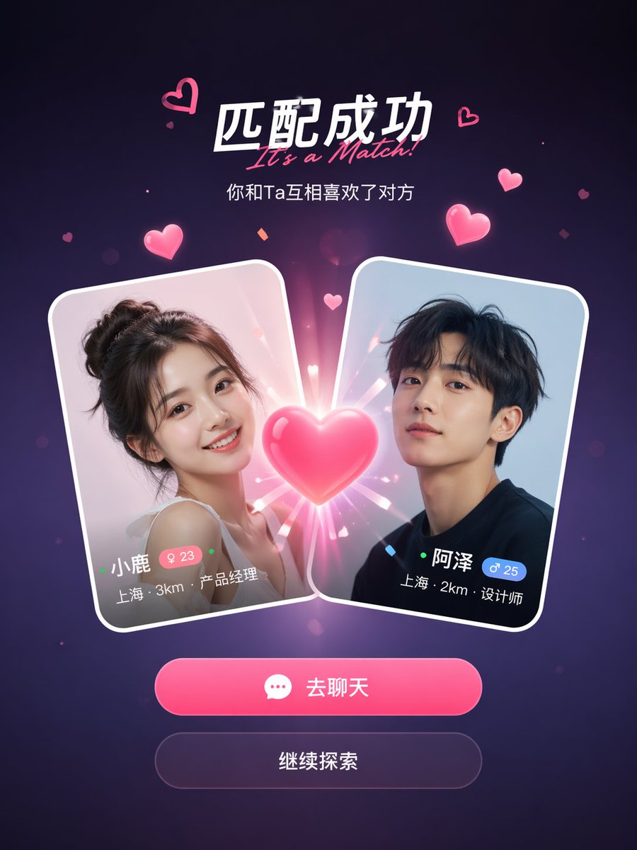 Social App Match Success UI