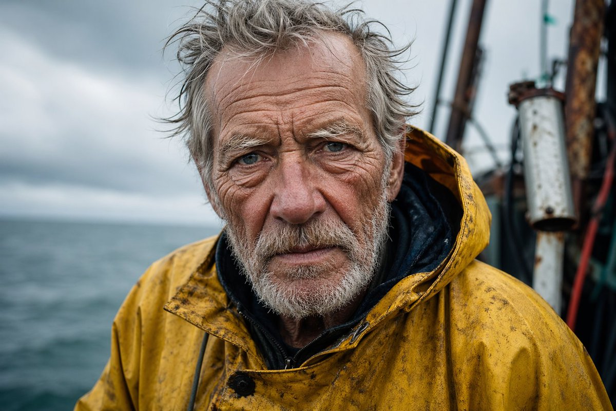 Detailed Elderly Fisherman Portrait
