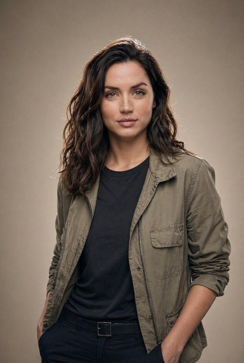 Editorial Studio Portrait in Olive Jacket