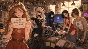 Anime AI Studio Girls at Sunset
