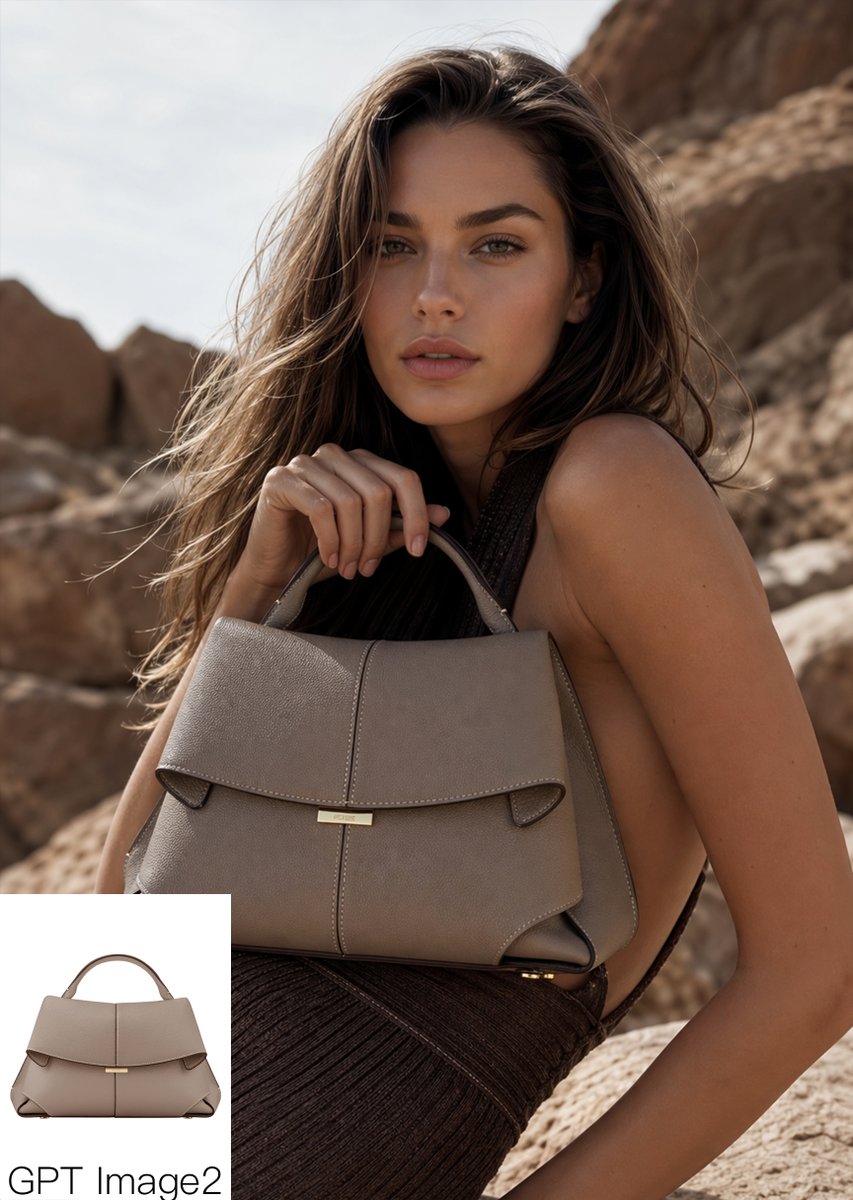 E-commerce Main Image - Luxury Desert Handbag Campaign generated image example