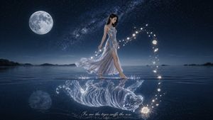 Moonlit Woman and Tiger Reflection