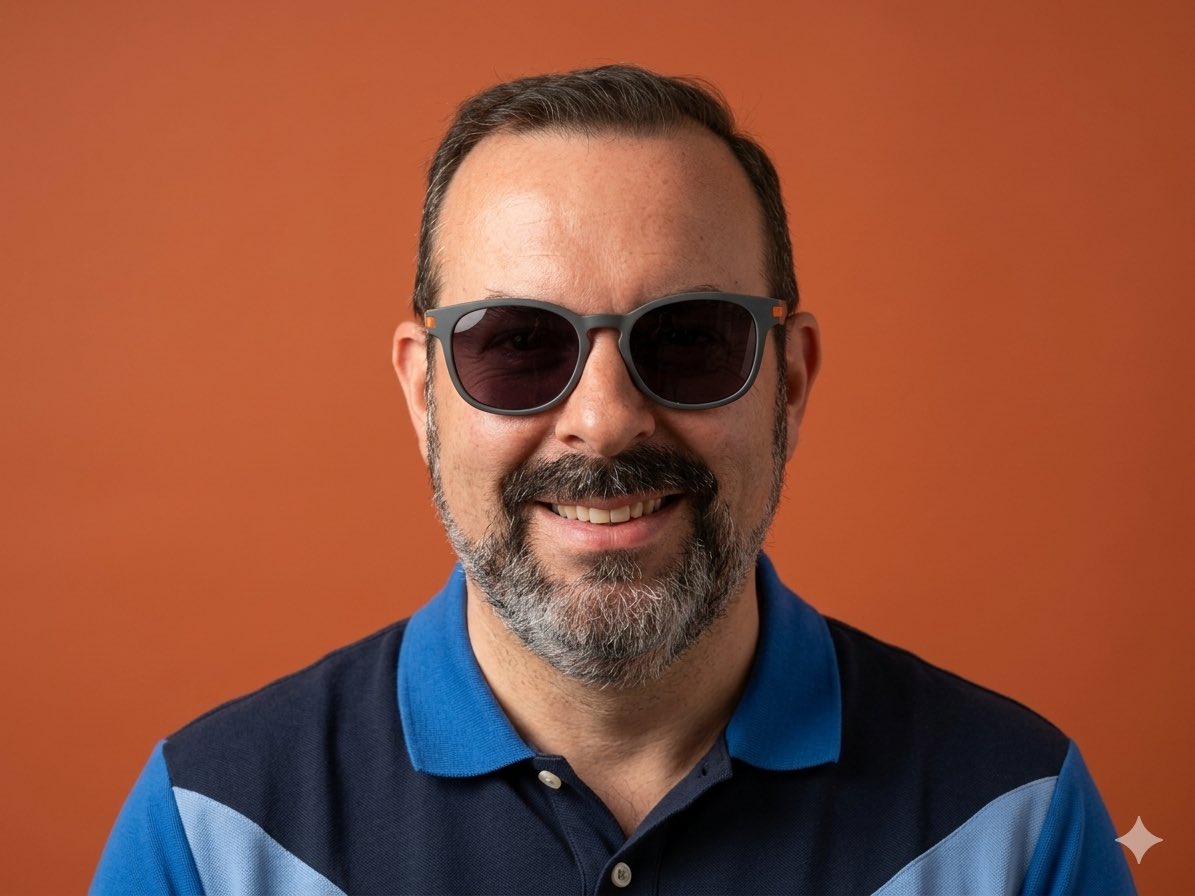 Studio Portrait From Vacation Selfie Qwen Image prompt example: This prompt turns a casual reference selfie into a centered professional studio-style portrait for profile photos...