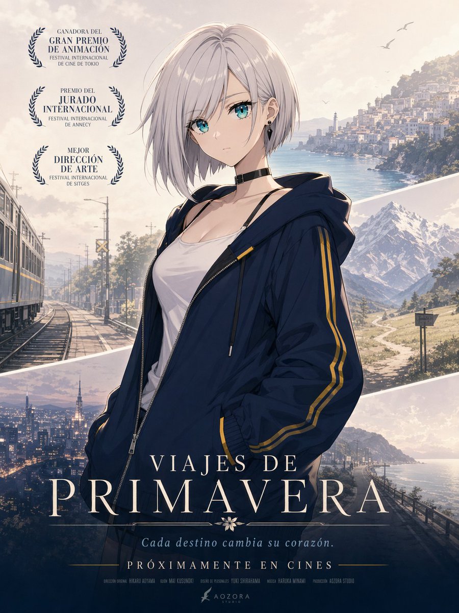 Anime Fantasy Movie Poster Qwen Image prompt example variation 2: This prompt generates a polished anime-style theatrical poster with a central silver-haired heroine, layered...