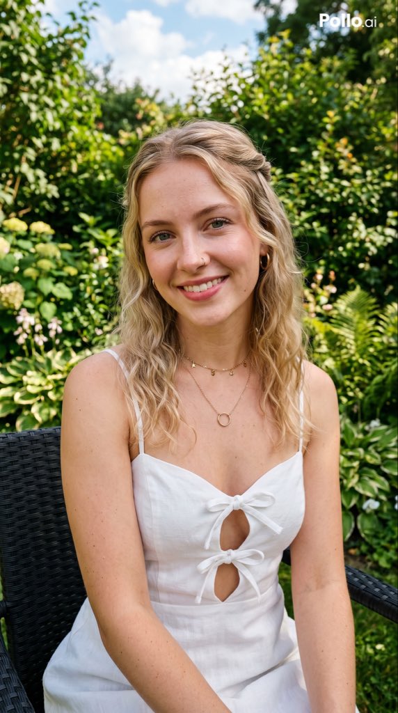 Profile / Avatar - Garden Portrait With White Summer Dress generated image example