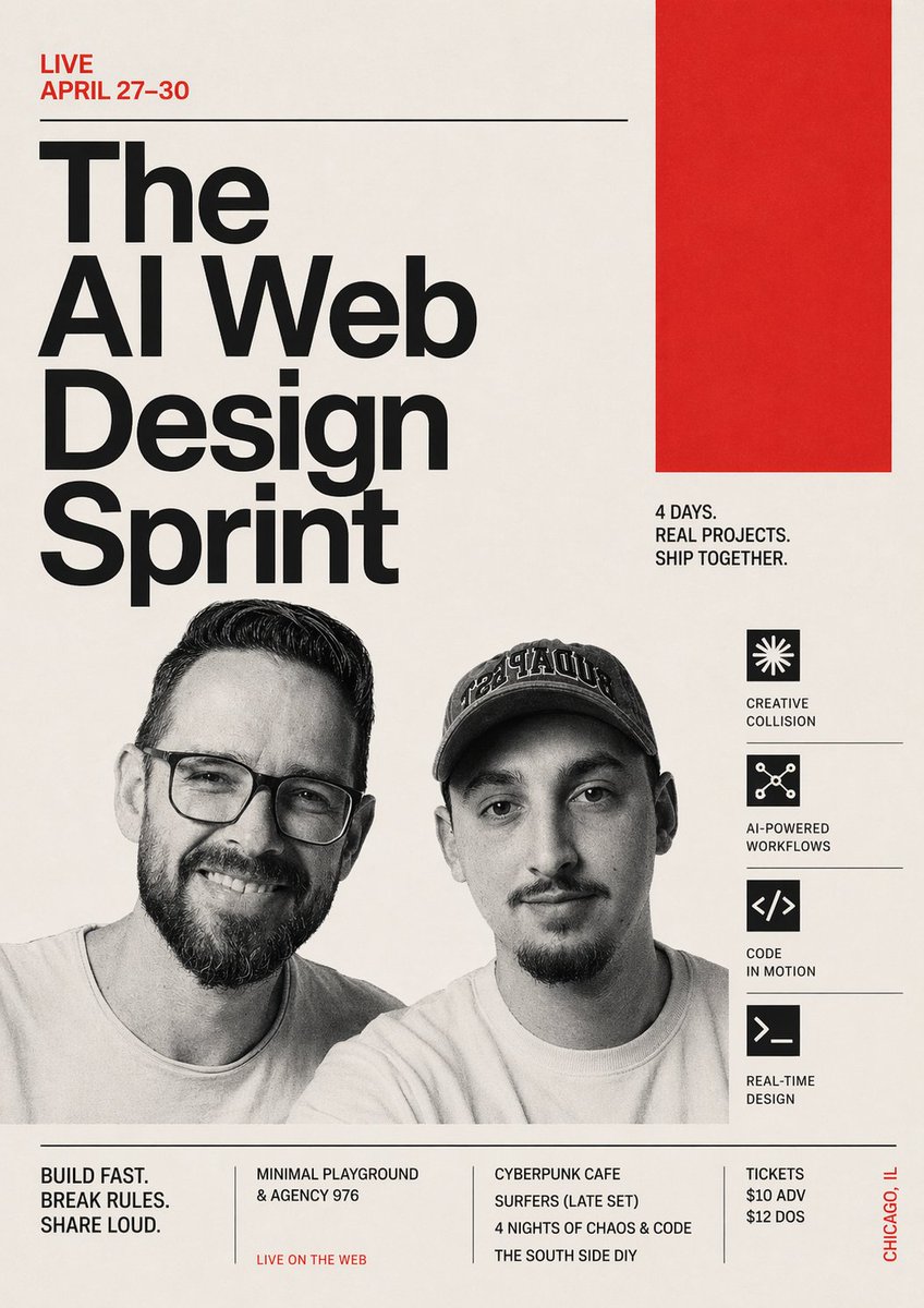 Swiss Poster for AI Web Design Sprint Qwen Image prompt example image