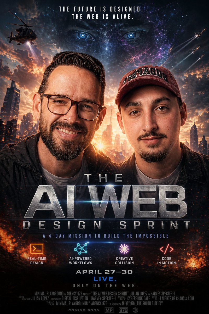 Cinematic AI Web Sprint Poster Qwen Image prompt example image