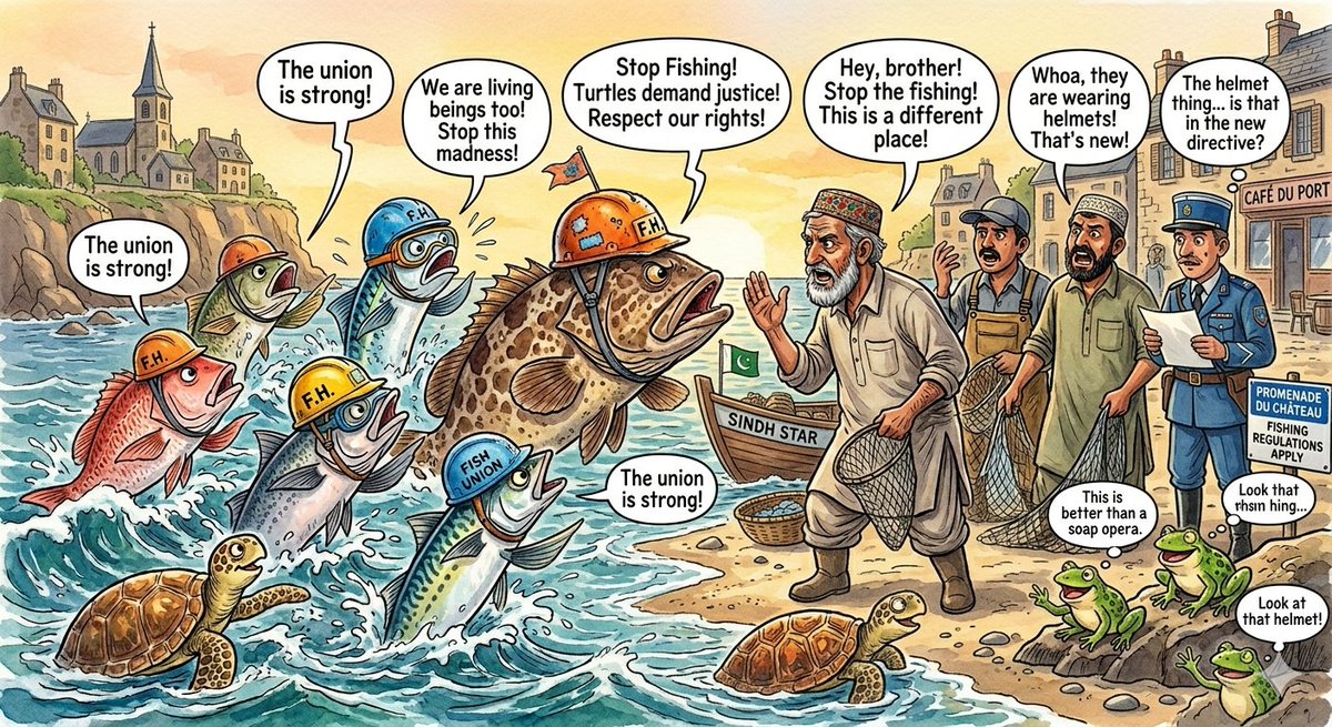 Sample output image for Protesting Fish on a French Seaside