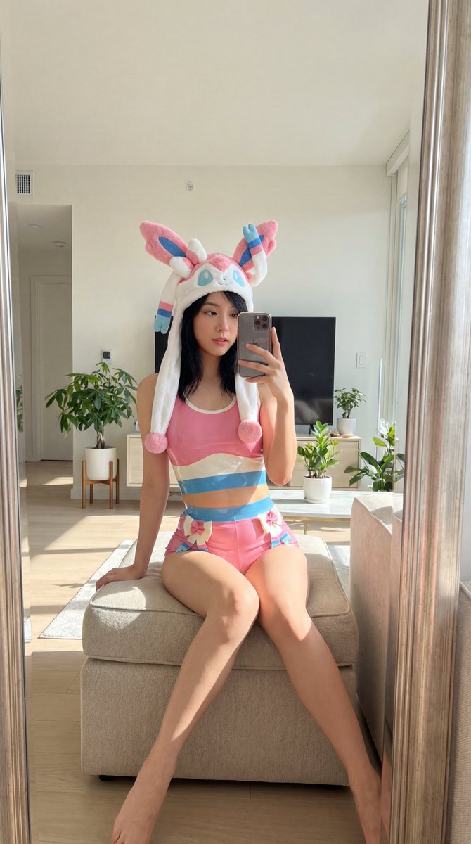 Sample output image for Blackpink Jisoo Sylveon Outfit Mirror Selfie