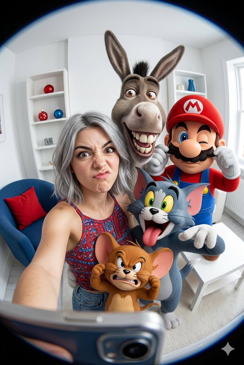 Sample output image for Fisheye Selfie with Animation Characters