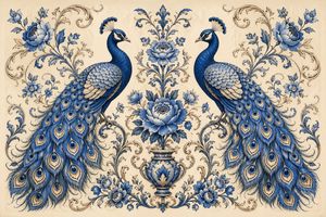 Vintage Peacock Botanical Illustration