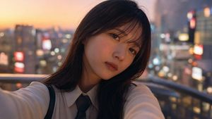 Emotional Japanese Student Selfie