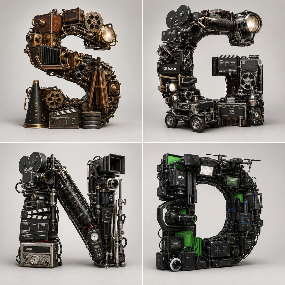 Filmmaking Eras Typographic Grid