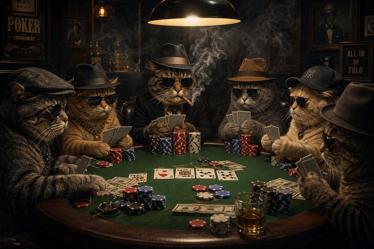 Mobster Cats Playing Poker