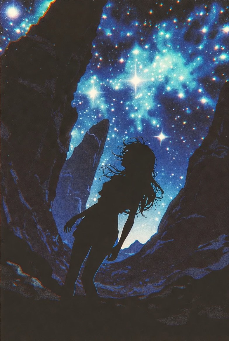 Sample output image for Retro Anime Silhouette Prompt