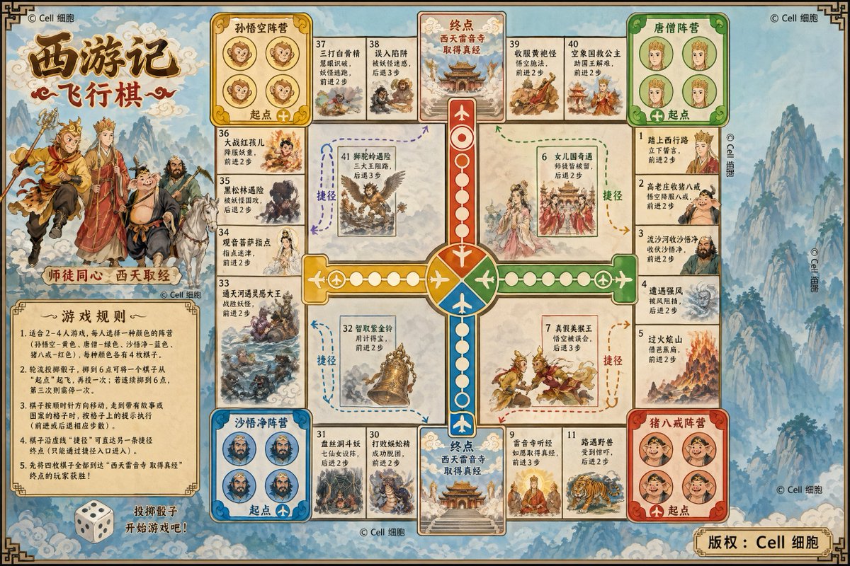 Journey to the West Flying Chess prompt