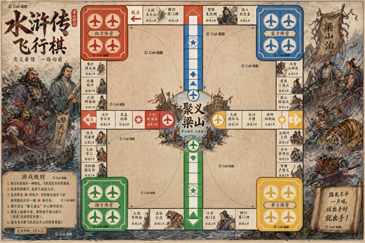 Water Margin Themed Flying Chess Board