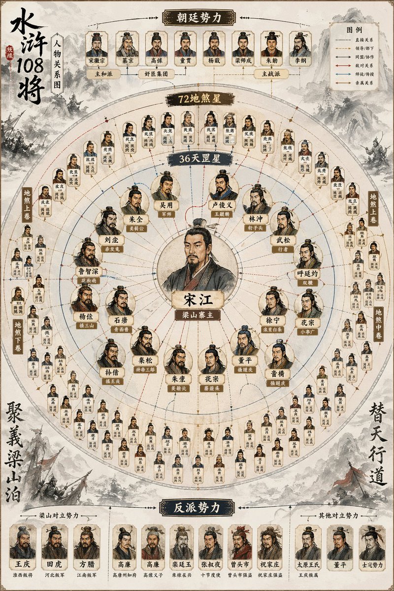 Water Margin 108 Heroes Relationship Map